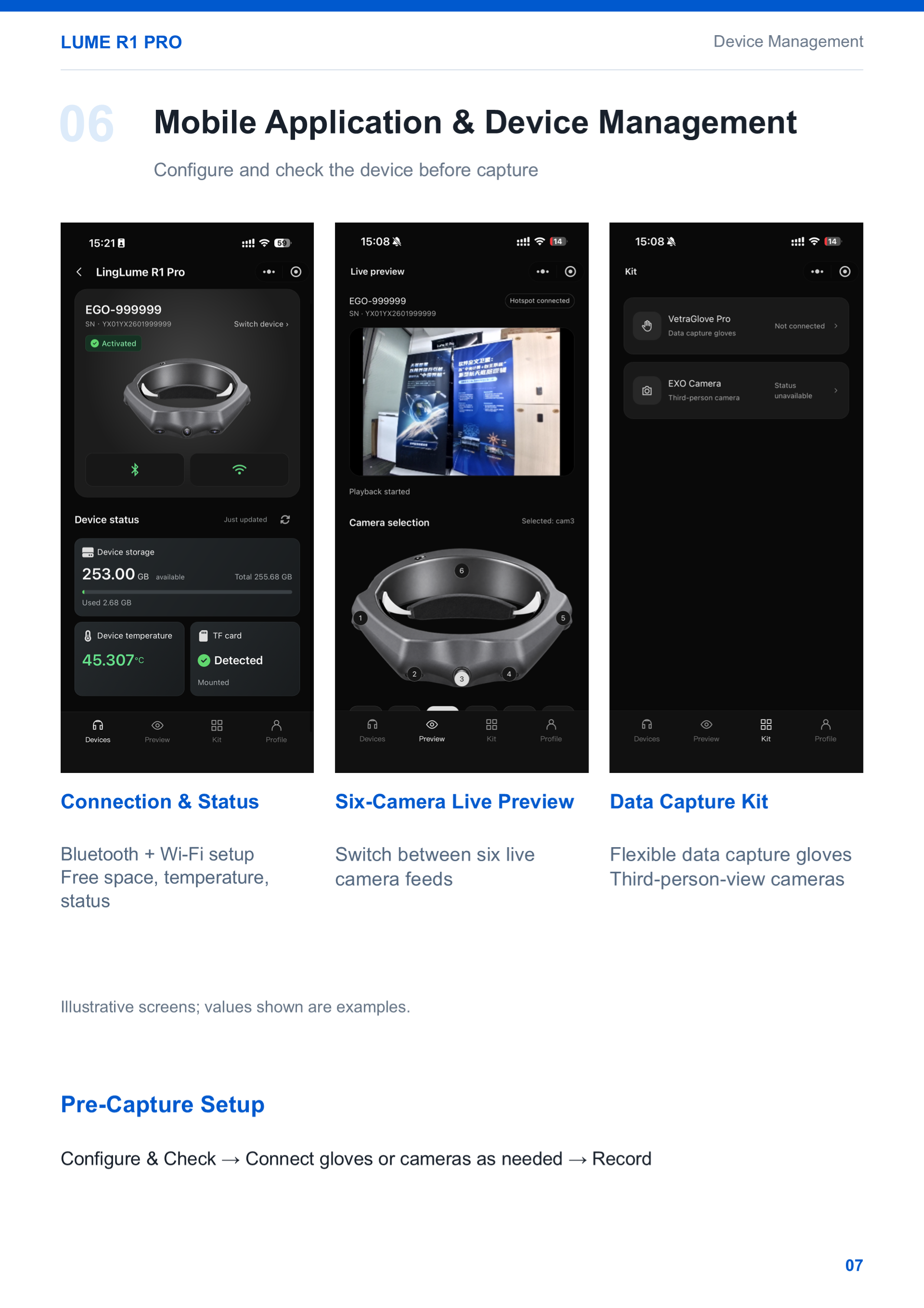 Lume R1 Pro Product Manual - Page 7: Mobile Application Interface